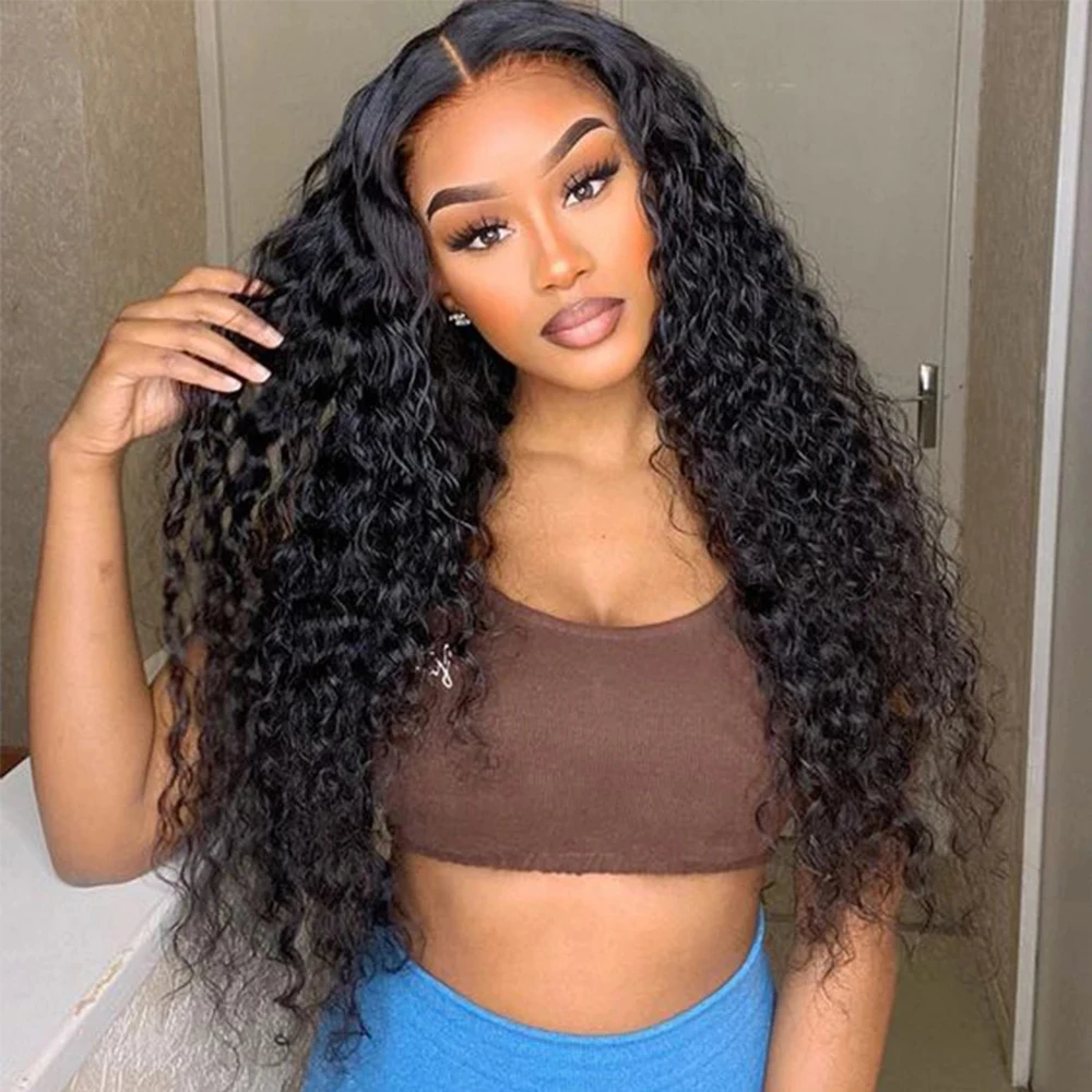 GD Wholesale Transparent Lace Curly Wig For Black Women,Lace Front Wig Human Hair,Swiss 13x4 13x6 Hd Lace Frontal Water Wave Wig