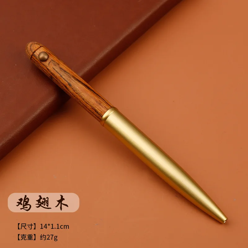 Sandalwood mahogany signature pen engraved logo retro business gifts ballpoint pen metal  Rotate out the core brass gift pen