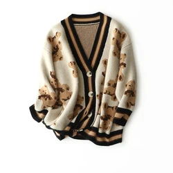 Custom cashmere cardigan sweater oversized sweater women loose cashmere cardigan women