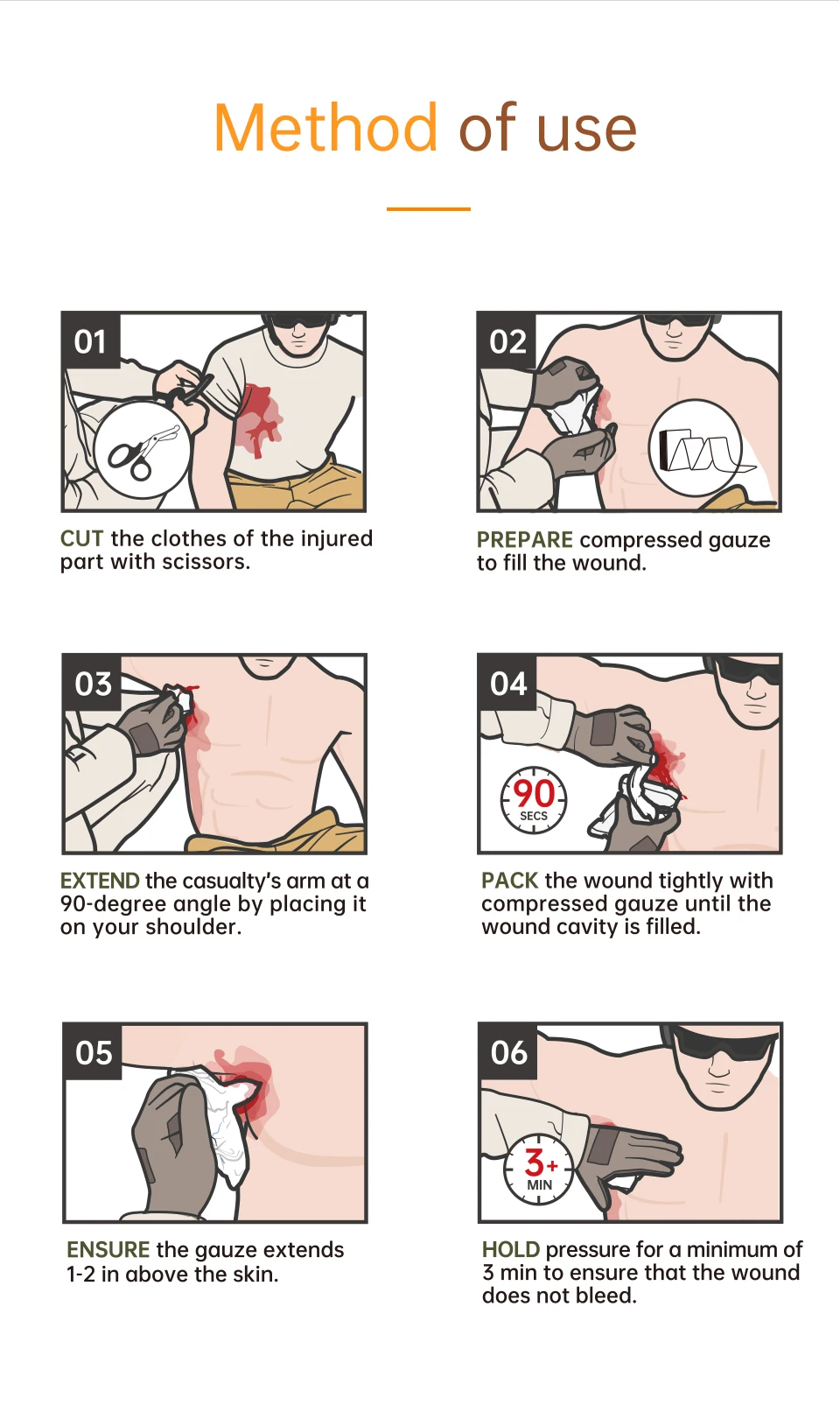 Customizable Kaolin Hemostatic Surgery Gauze Outdoor Emergency Rescue Cotton Absorbent Gauze Roll Hemostatic Gauze