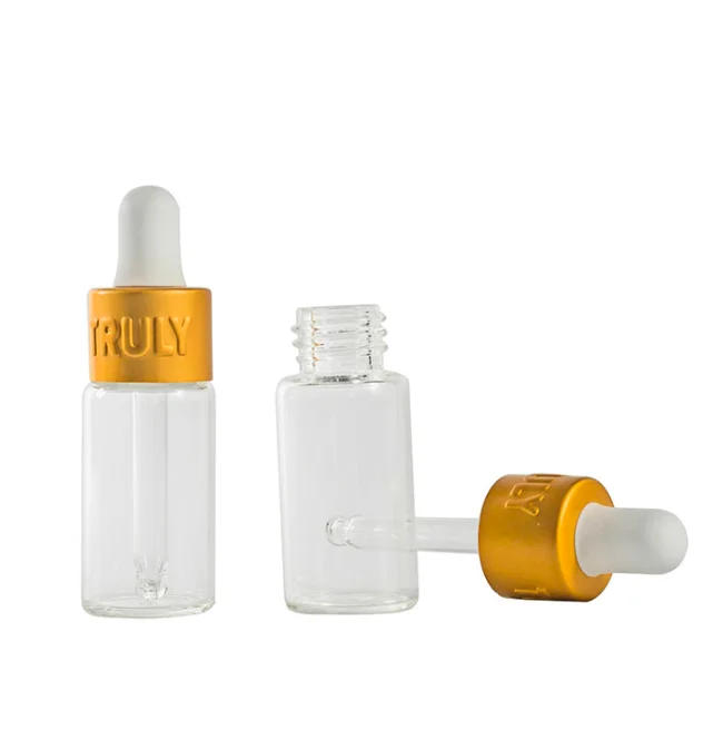 5ml Mini Promotional essential oil glass dropper vial with metal dropper  5ml skincare serum oil glass dropper vials