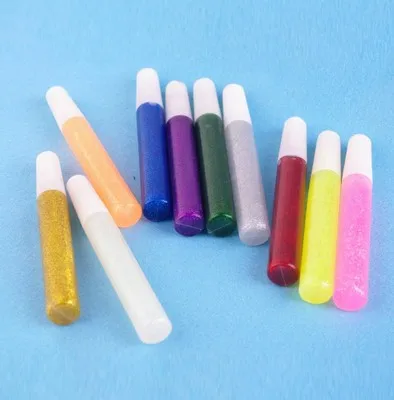 
New non-toxic colorful glitter glue pen for school children diy painting use 
