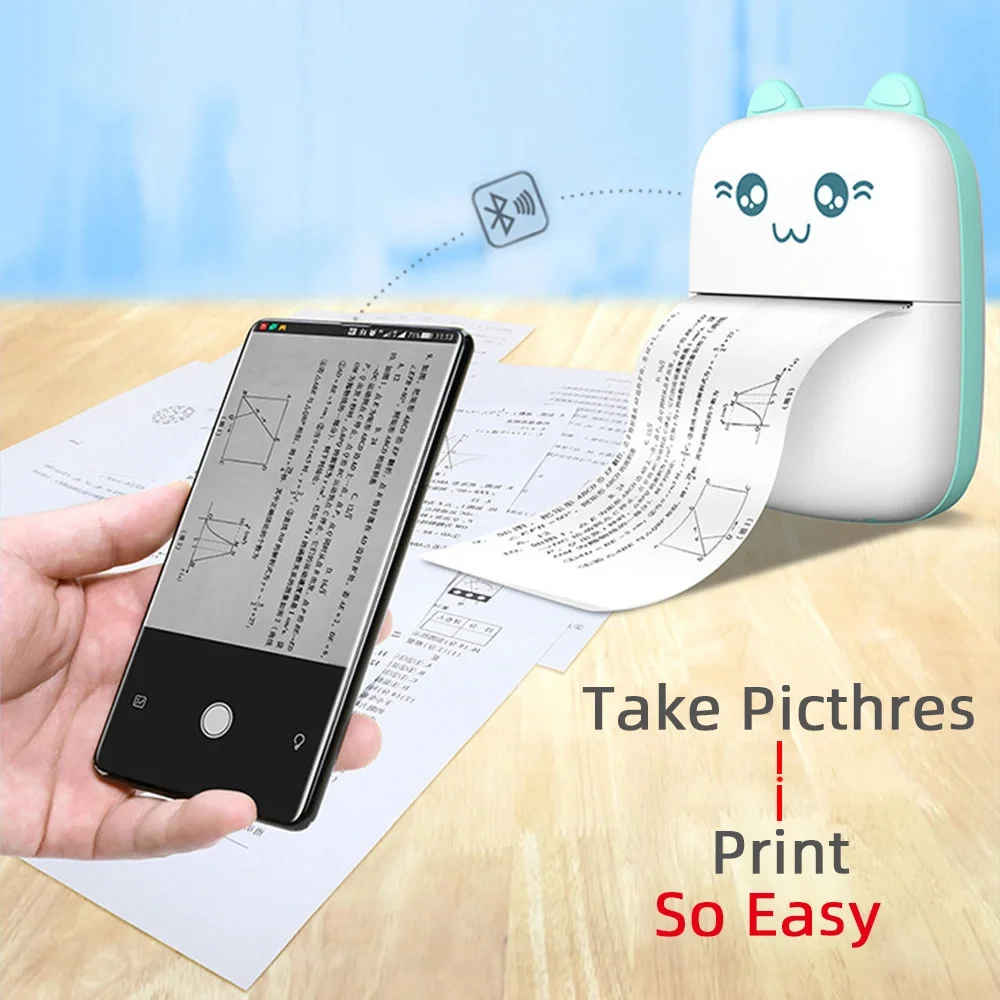 Mini Photo Printer Mini Pocket Concise White Inkless Thermal Label Printer for Android Ios Phone  Printer