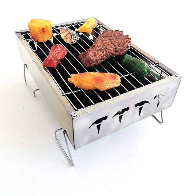 
Outdoor tabletop Mini folding portable bbq grill disposable stainless steel charcoal barbeque grill 