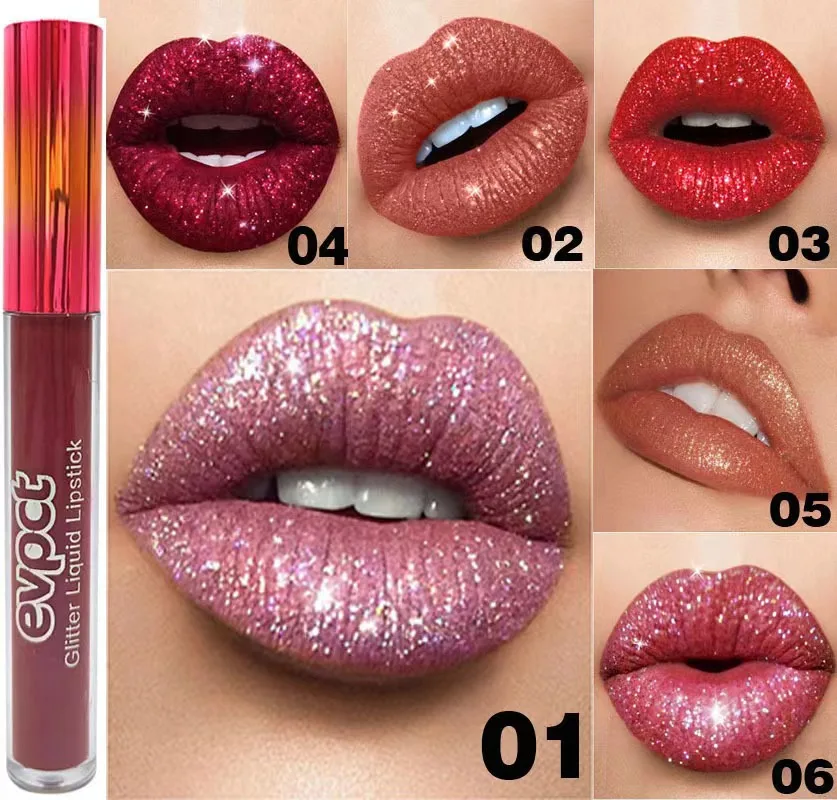 Non-Fading Diamond Magic Sparkle Matte Change Metal Lip Gloss Lipstick Foreign Trade New Products Exploded