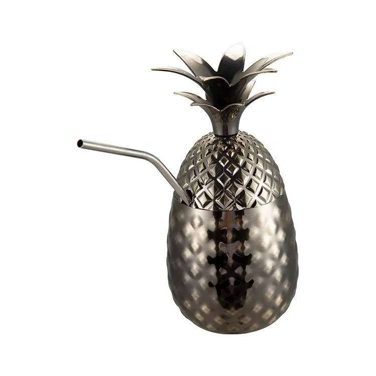 Wholesale single moscow mule copper mugs black plating pineapple shape drinking cup for bar