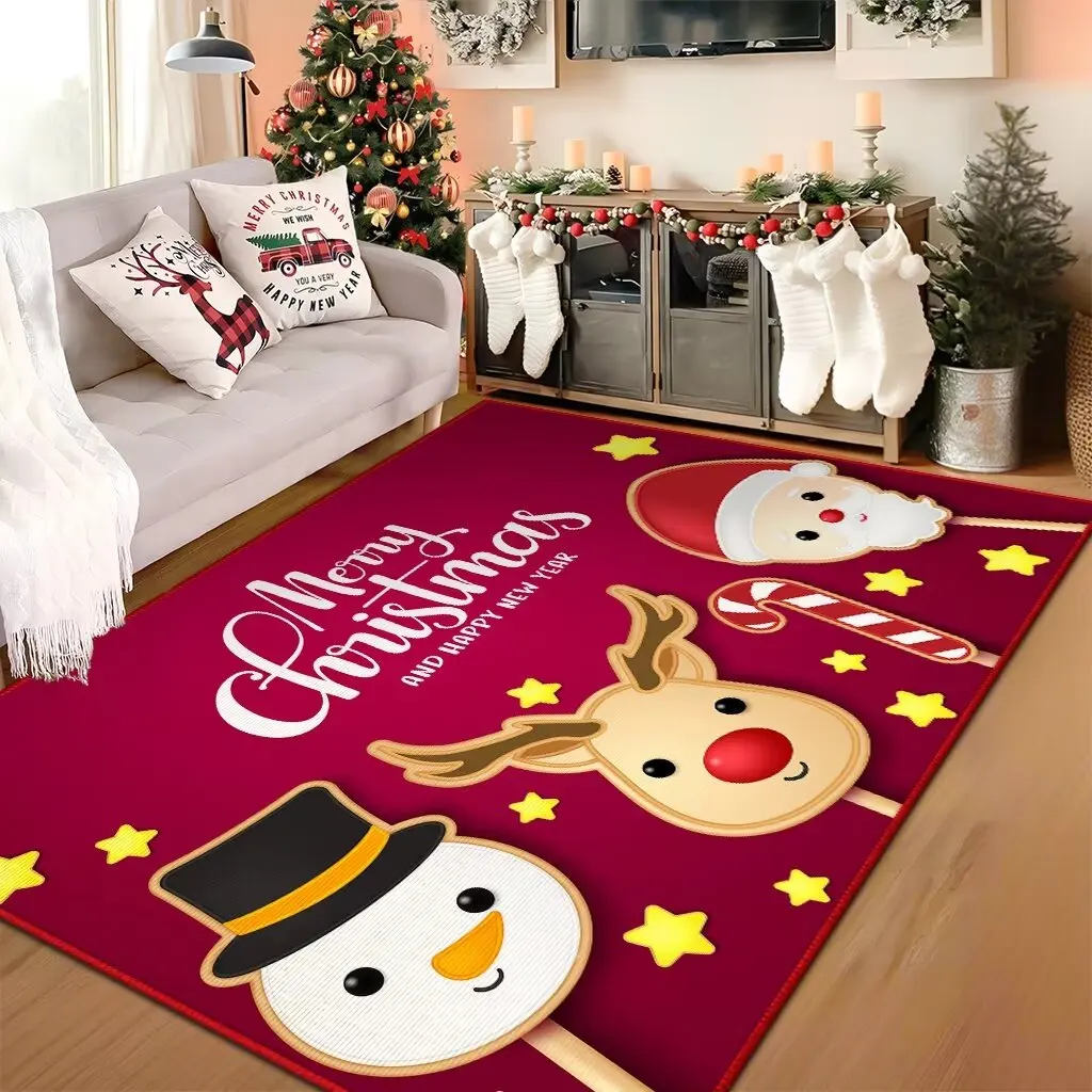Christmas carpet festive decoration living room sofa coffee table bedroom non-slip absorbent custom area carpet
