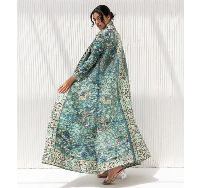 2024 Bohemian High Quality Miyake Abaya Dubai Muslim Pleat Women Dress Turkey Print Plus Size Loose Long Gown  Cardigan Robe