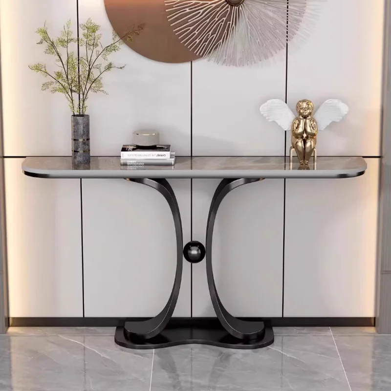 Gold Console Table Modern Sofa Table For Living Room Hallway Marble Black White Narrow Entryway Table CECX004