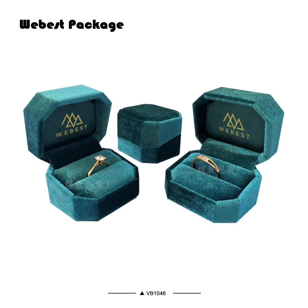 
Webest peacock green Korean velvet jewelry gift box leather and ladies velvet ring box 