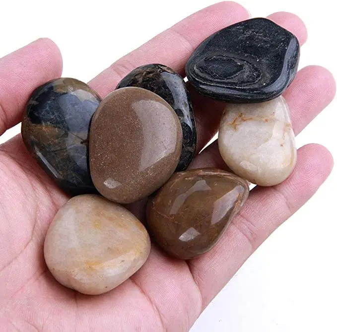 Natural Polished Mixed Color Pebbles Small Decorative River Rock Gravel For Planters Plants Garden Landscaping