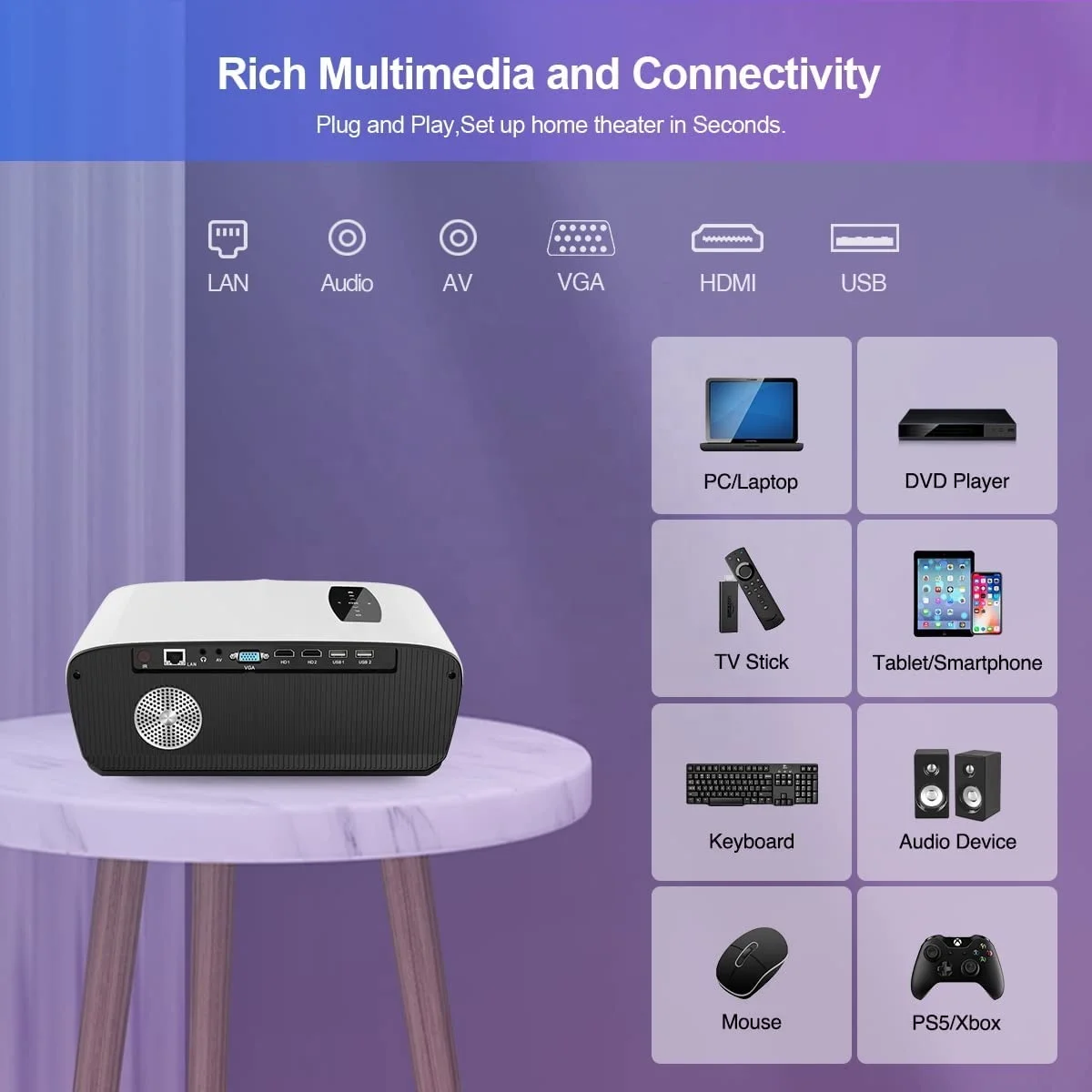 mini portable laser video led projectors screen & presentation equipments 4k hd 1080p home theater night light projection lamp