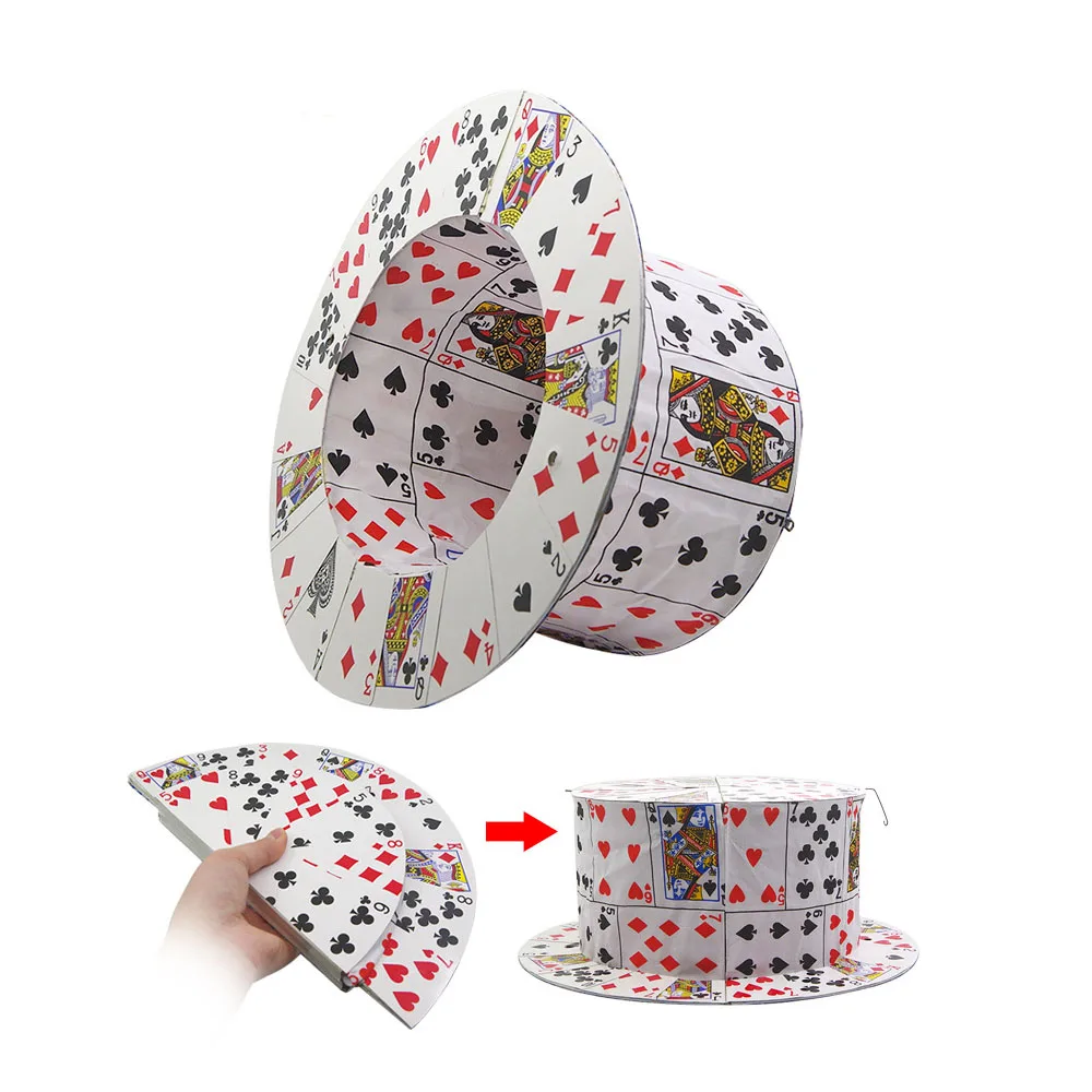 Card Fan to Top Hat High Quality Magic Hat Poker Cap Stage Holiday Sales Magic Props Magic Tricks