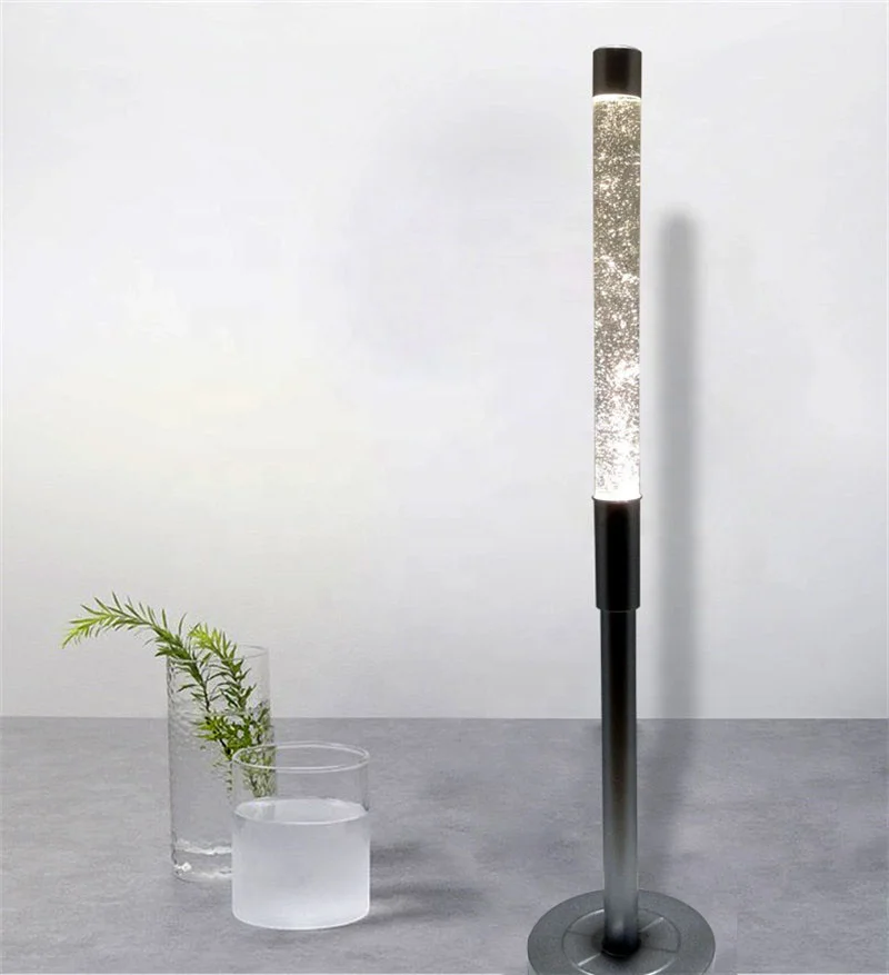 Hotel home holiday club bar cafe slender cylindrical aluminum decorative european style orange blue glitter floor standing lamps