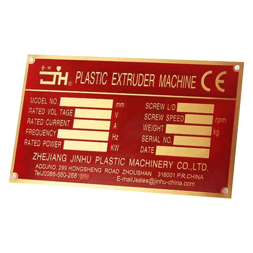 Customized Etching Screen Printing Motor Name Plate Metal Stainless Steel Engraved Logo Nameplates