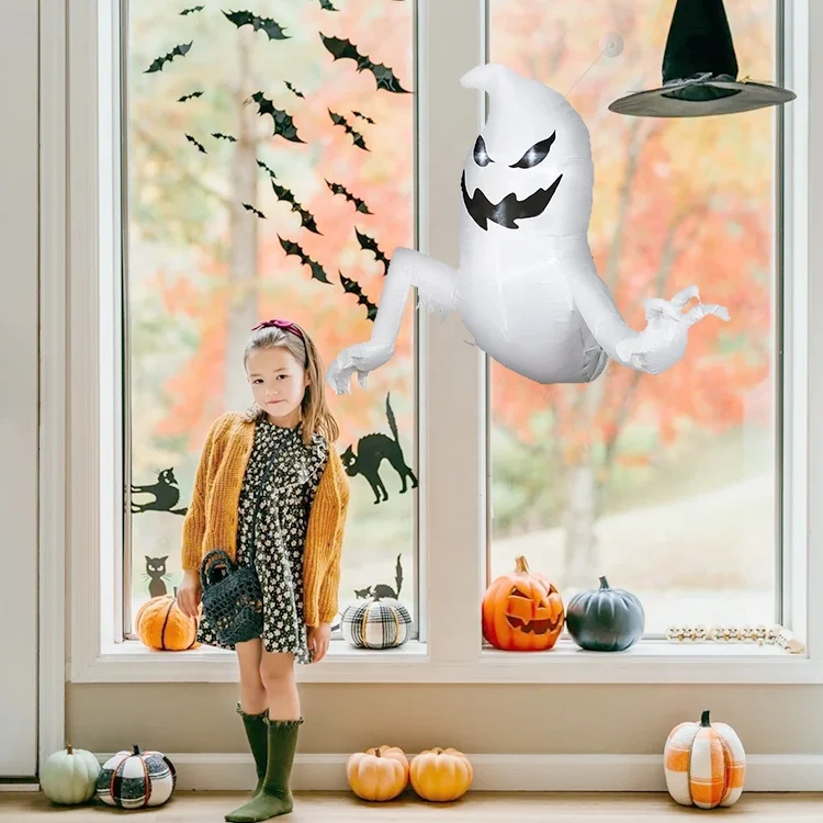 3.5FT Halloween Inflatables Flying Scray Ghost Broke Out from Window with banner Outdoor Inflatable Toys for Home Window Decor