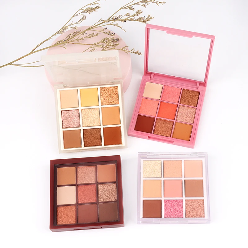 Wholesale Shimmer Shiny Makeup Eyeshadow Palette Vegan 9 Colors Glitter High Pigmented Eye Shadow Private Label