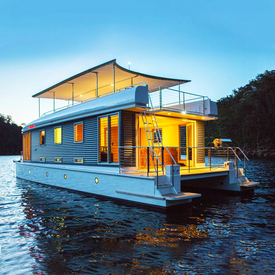 Boats Manufacturers wholesale Aluminum party boat luxury pontoon house boat with slide and cabin house cruiser