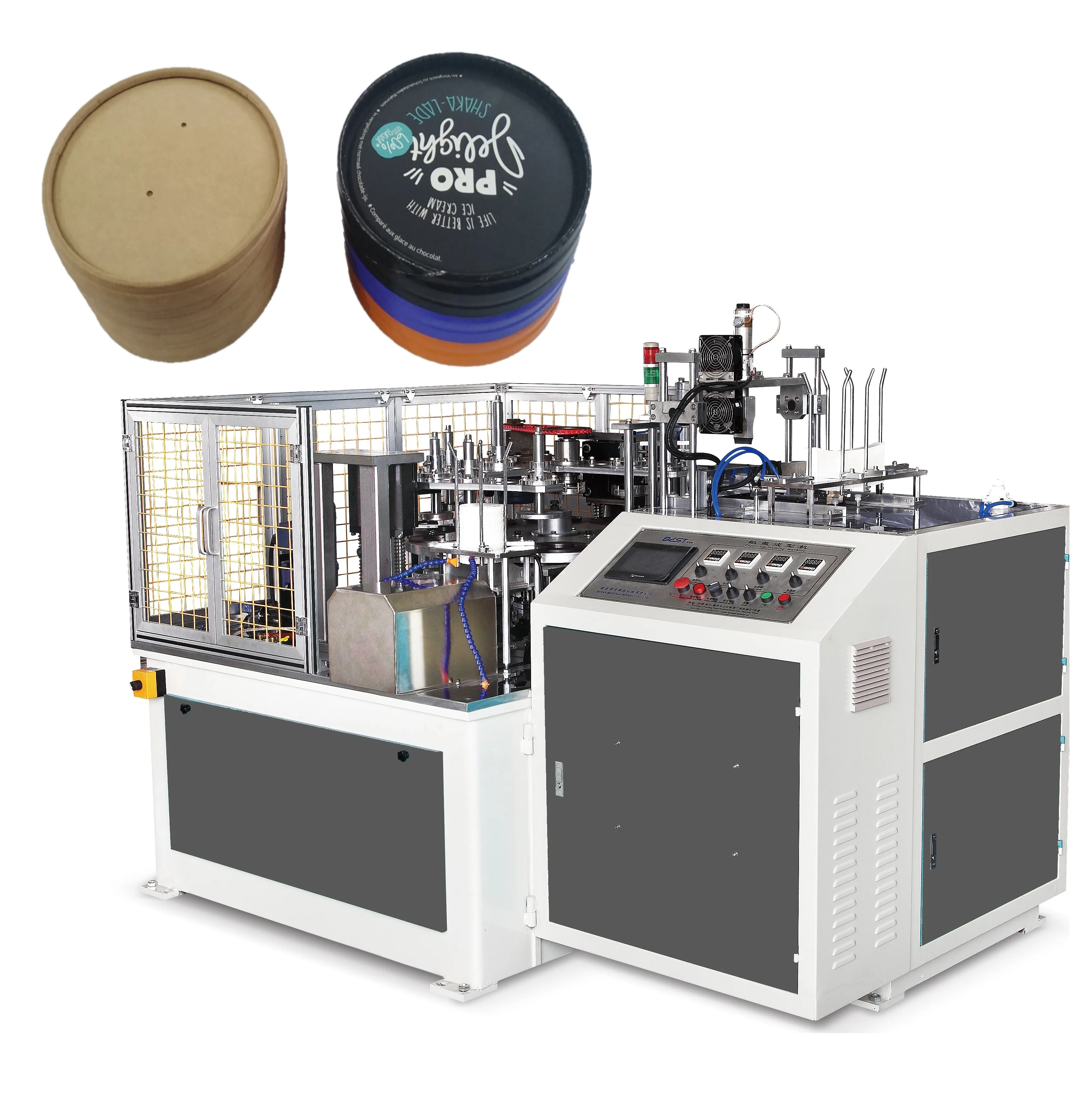 Automatic paper lid pressing and stackable lid machine