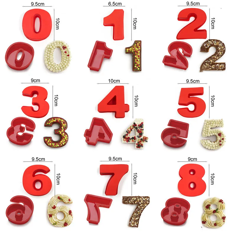 0-8 Number Silicon Cake Molds 3D Decorating Wholesale Number Silicone Cake Mold Baking Silicone Mold