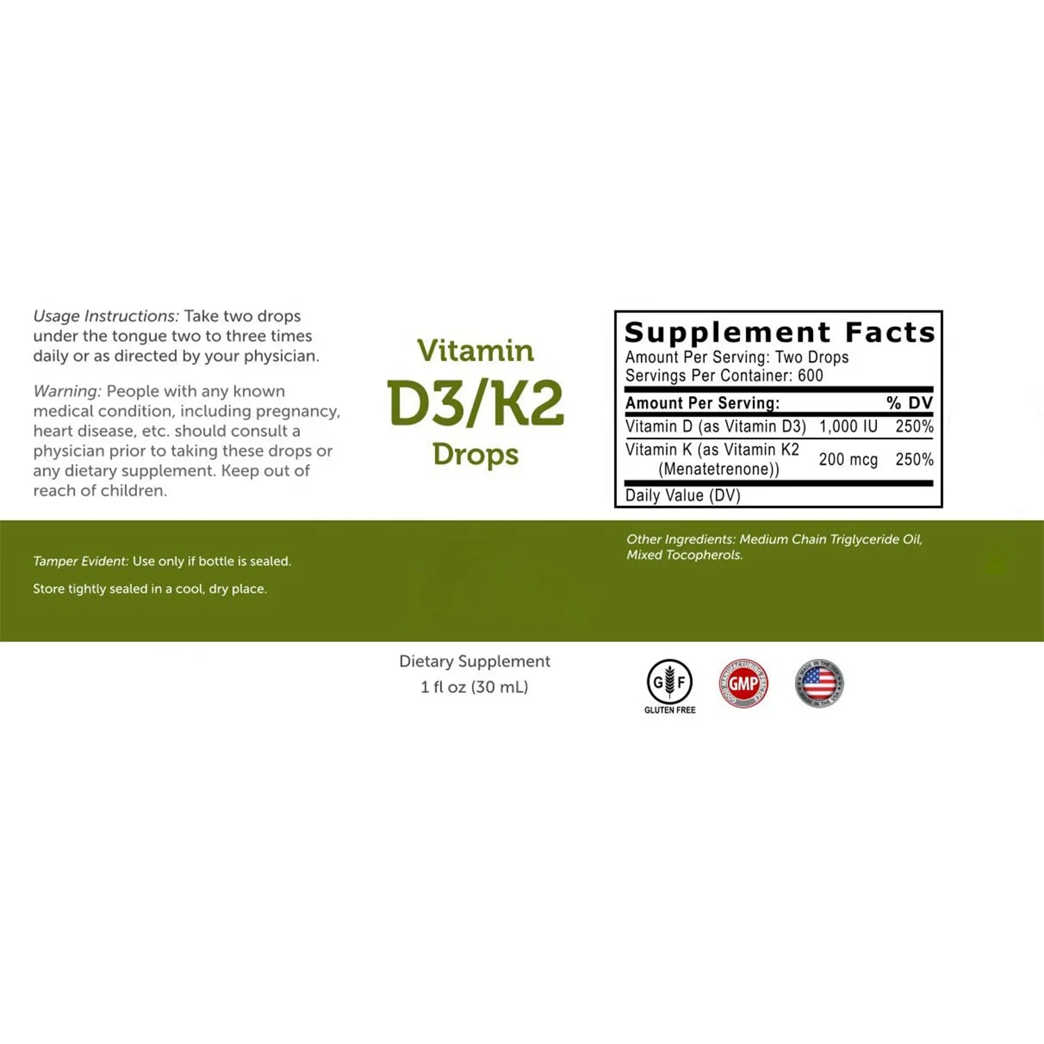 Vitamin D3 K2 Drops Immunity Booster Liquid Vitamin D with K2 Top Selling Liquid Vitamin Drops OEM