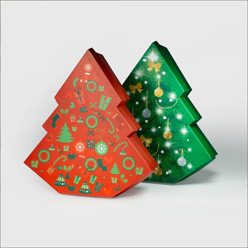 Ccustom Christmas tree shaped Cardboard Box Candy Packaging Cookie Packing Christmas Advent Calendar Box For Chocolate