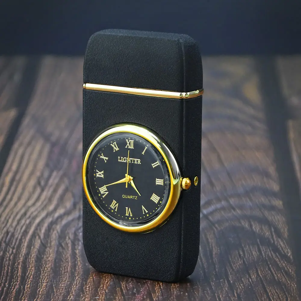 Fashion Watch Lighters Cigarette Custom Wholesale Windproof Clock Men Metal Cigar Lighter With Watch