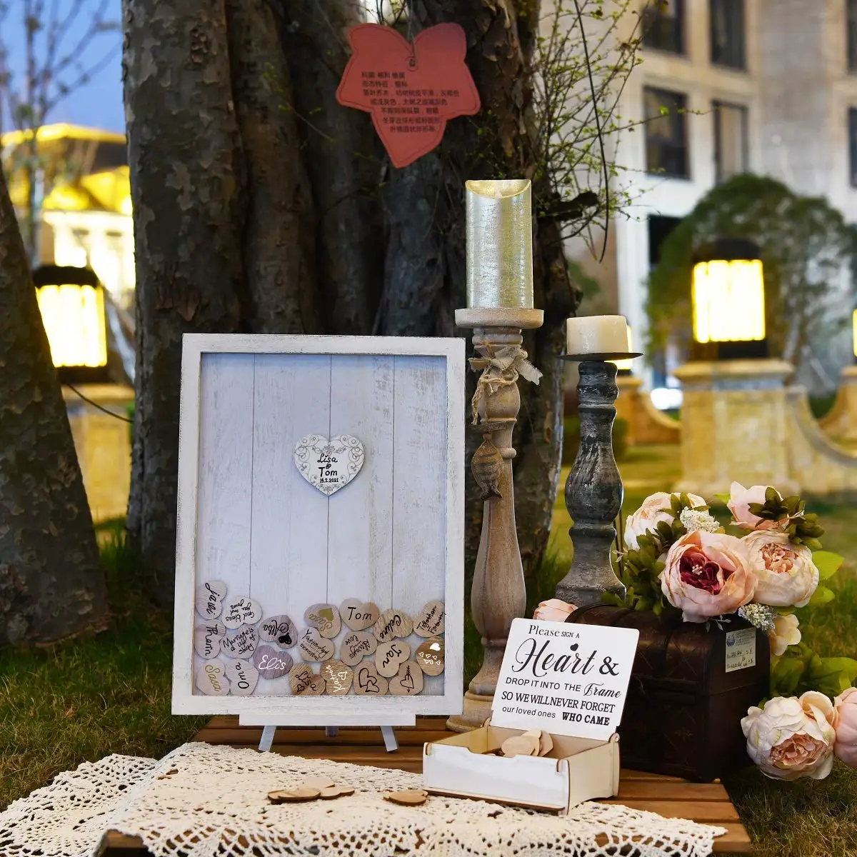 Pafu Brown Color Wedding Guest Book Alternative Rustic Wedding Decorations for Reception Wedding Signs