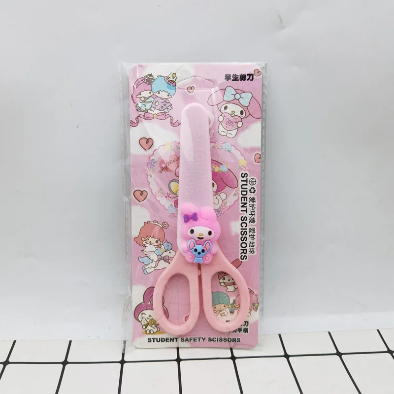 Sanrio cartoon round head scissors High appearance level student craft scissors Cute Kouromi safety scissors