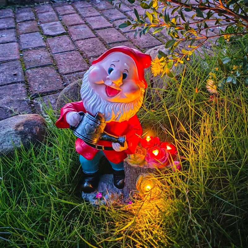 Home Decor Resin Crafts American Style Cartoon Dwarf Elf Decoration Garden Solar Decorative Light Outdoor Christmas Light
