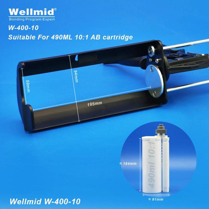 490ML 10:1 Epoxy Adhesives Dispensing Gun 2K Kit Portable Double Tube Mixing Dispenser Loctite ARALDITE 3M Cartridge AB Glue Gun