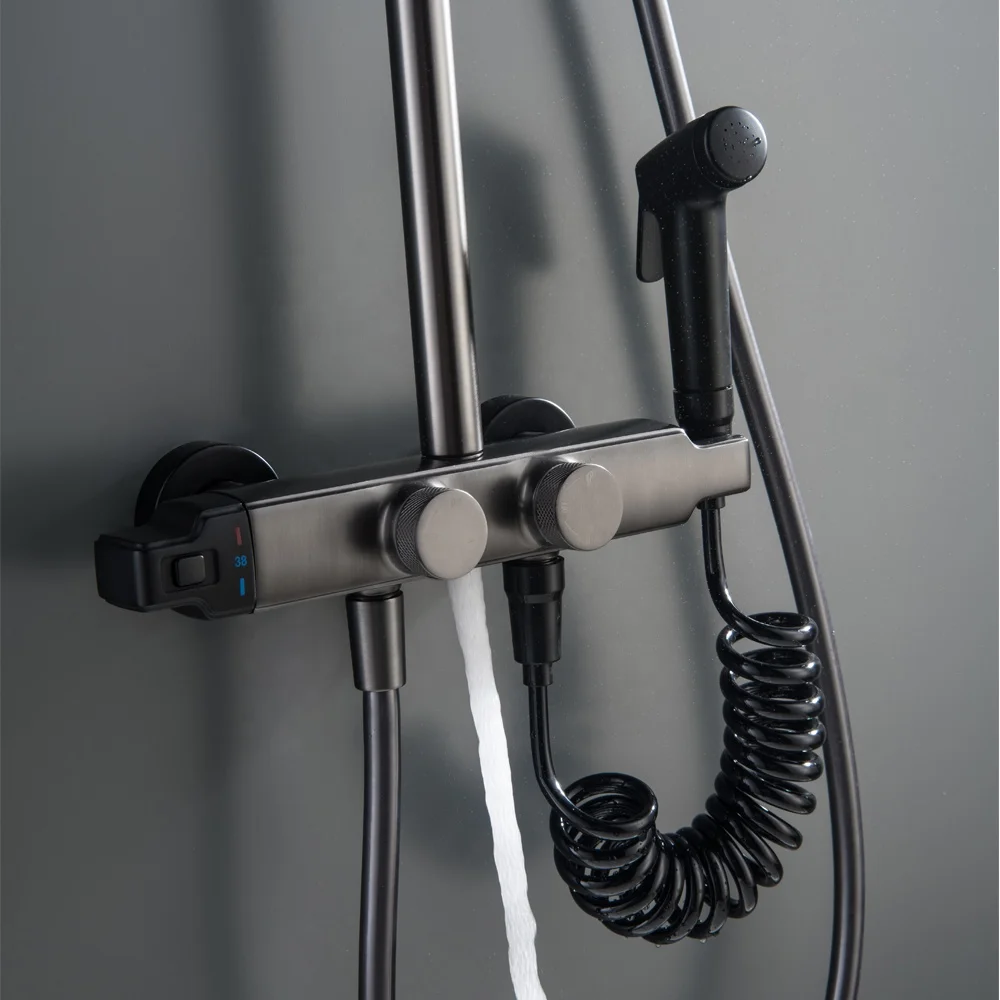 Momali hot metal gun bathroom shower set faucet hot design water saving bath mixer faucet wall mounted shower faucet