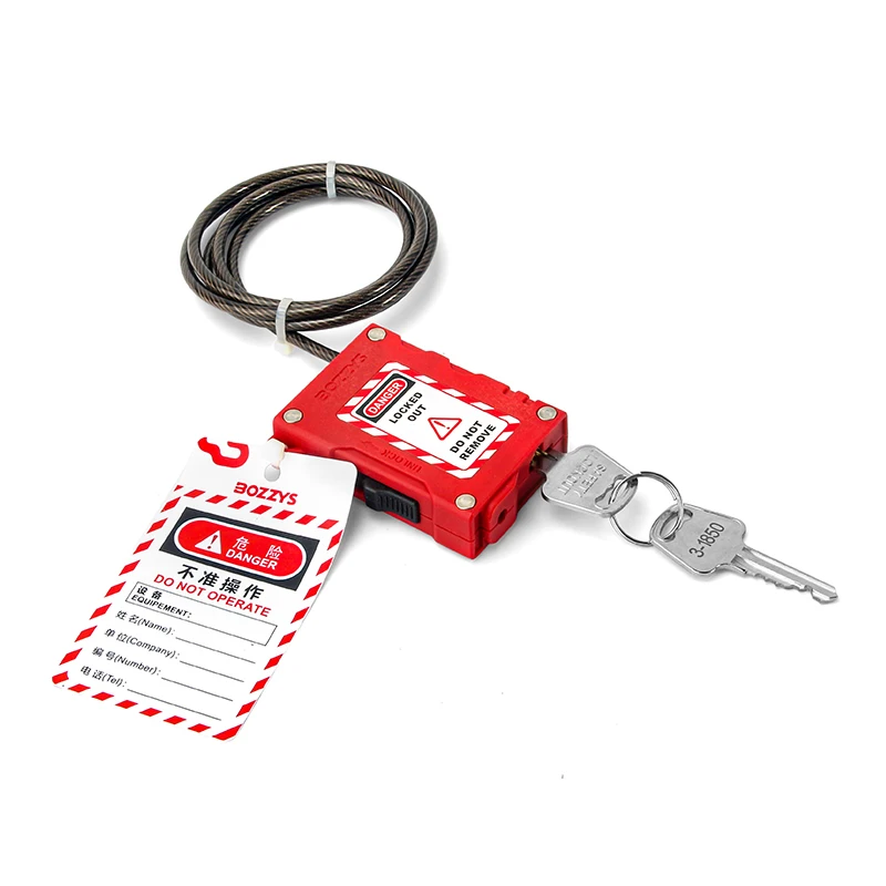 3/4mm (optional) plastic-coated Stainless Steel  adjustable cable lockout padlock with Master Keyed and tagout