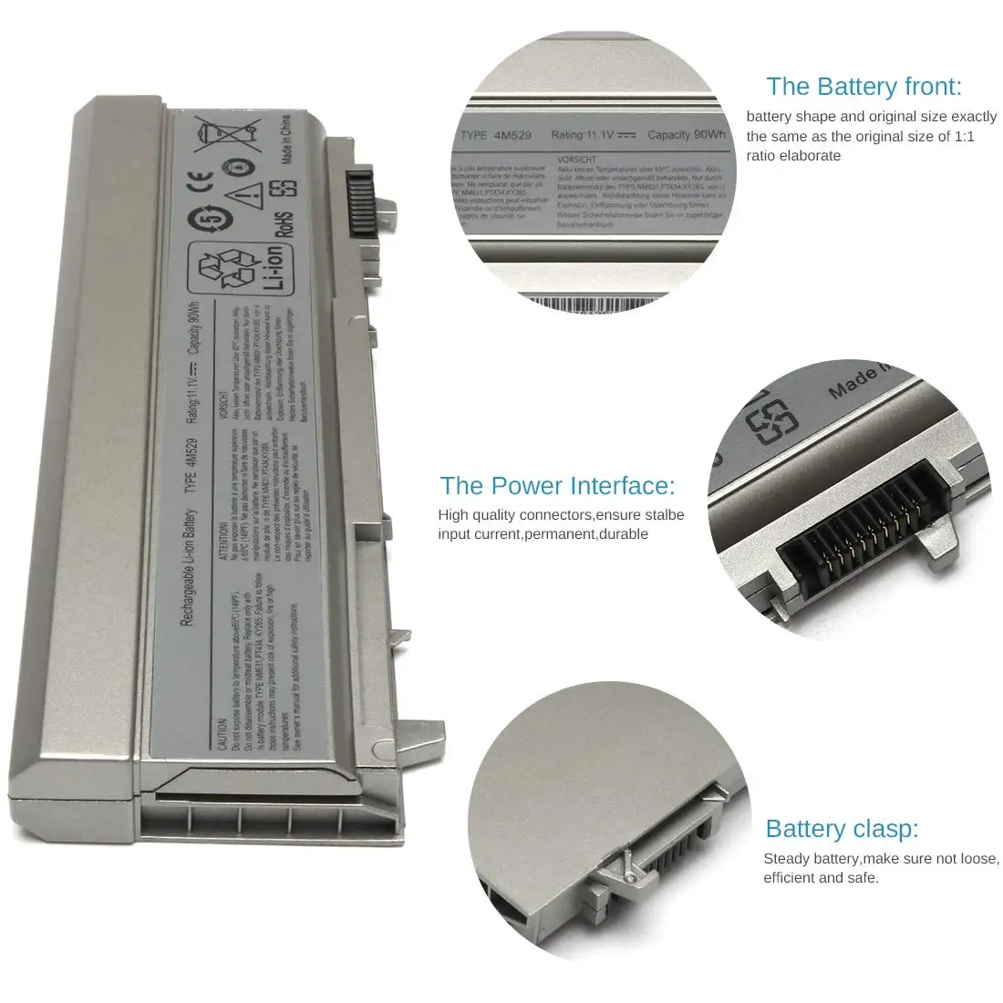 5200mah Battery For Dell Latitude E6400 E6410 E6500 E6510 Precision M4400 M4500 M6500 Laptop Battery Replacement