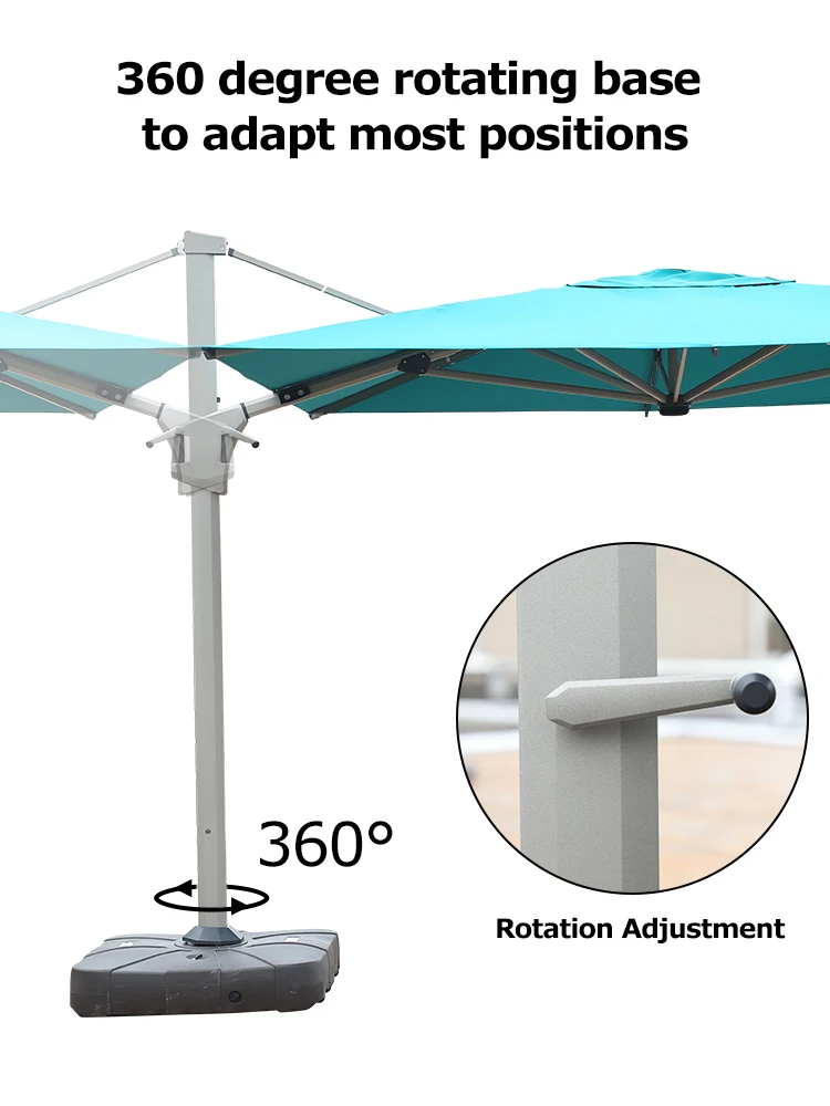 Heavy Duty Aluminum Solar Powered Deluxe Patio Cantilever Umbrella Large Roman Parasol Patio Umbrella Outdoor Umbrella