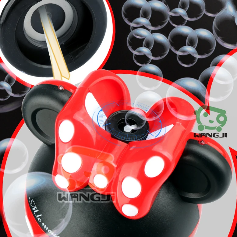Cute Mouse Magic Wand Bubble Electric Bubble Maker Machine With Light And Music Handheld Bubble Wands Set  For Kids