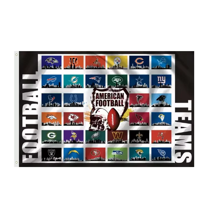 5X3ft Wholesale Custom Team Flags American Football Flag 5X3ft  Custom All 32 Teams For Sports Games