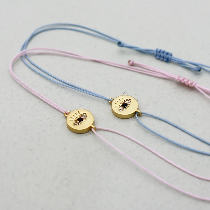Wholesale good quality 18K gold plated turkish eye rope string adjustable bracelet evils eye bracelet