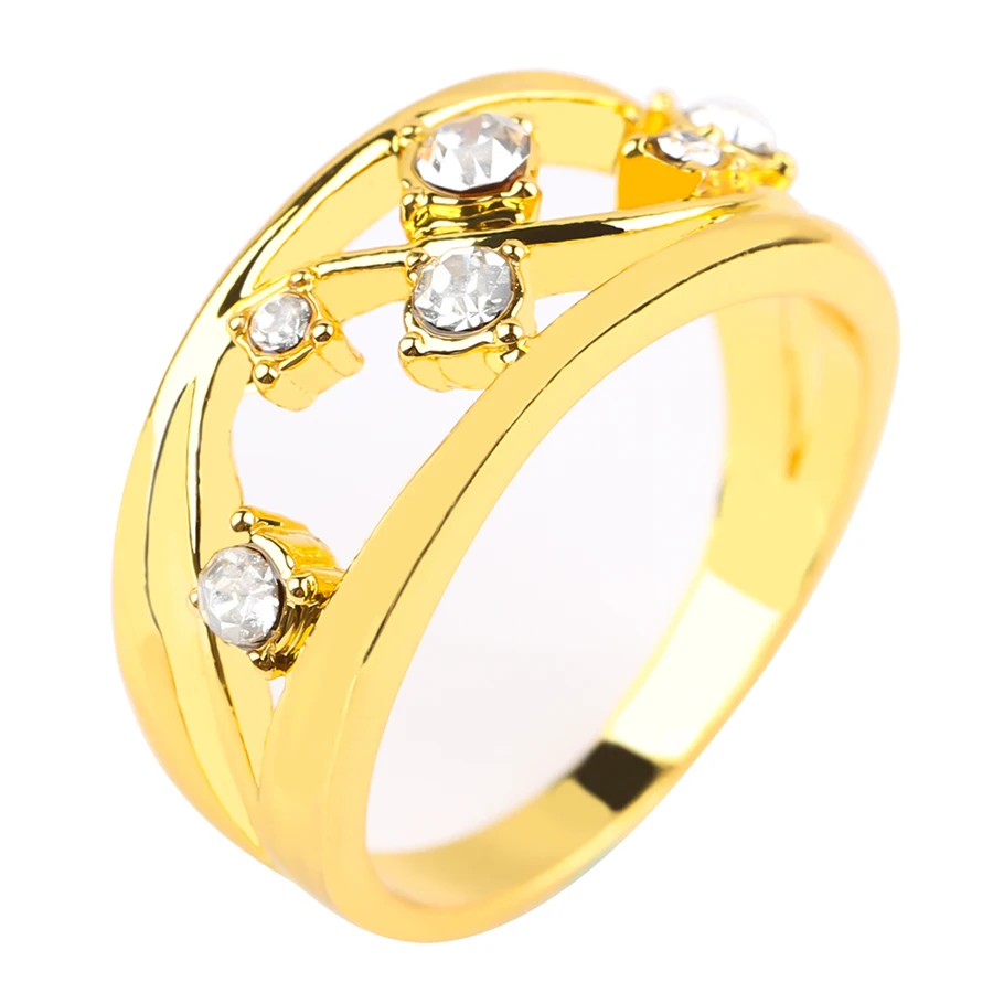 
 Latest Design Beautiful Irregular Big And Small Zircon Ladies Ring Synthetic Crystal Women Diamond Gold Ring  