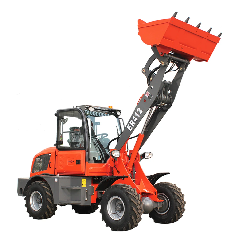 EVERUN 1.2Ton ER412 новая техника для фермы сочлененный небольшой передний ковш компактный мини-колесный погрузчик