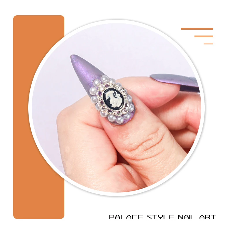 Retro Gothic Baroque Nail Jewelry Human Avatar Nail Art Rhinestone Decoration DIY Nail Art Jewelry