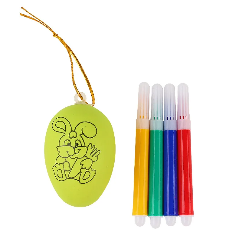 Easter Eggs Ornaments Bulk Decoration For Craft White Hanging Plastic Artificial Eggs With Rope For Tree Diy Painting Decorating