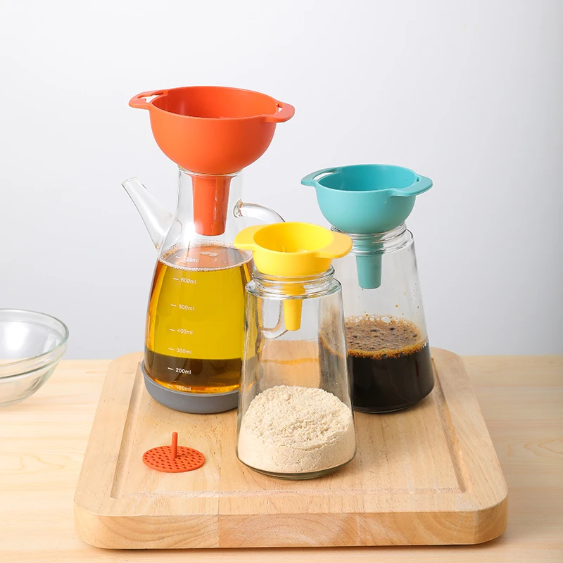 Hot Sales Funnels Set Oil Funnel Strainer Kitchen Tools Oil Water Spices Wine Flask Filter Funnel Plastic Kitchen Accessories