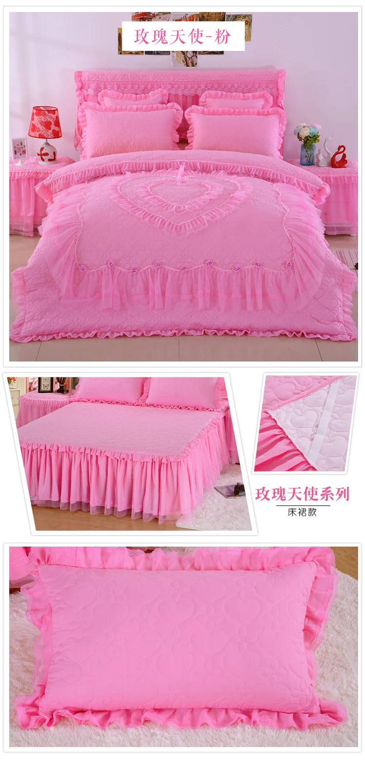 Reliable quality high grade new product princess style lace embroidery bed sets four seasons suitable bedding sets bed skirt