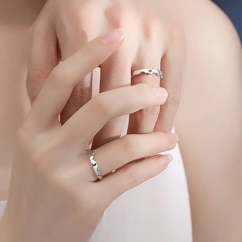 Sun Moon Couple Rings Open Adjustable Ring Each Other Lover Couple Friends Gift Wedding Jewelry Rings