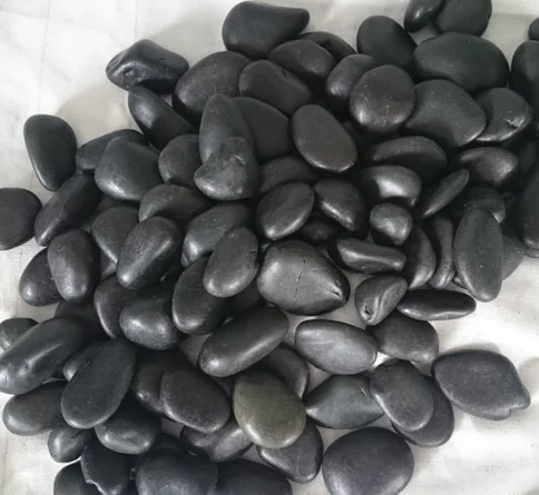 30-50mm natural polished black pebble stone landscaping and decoration