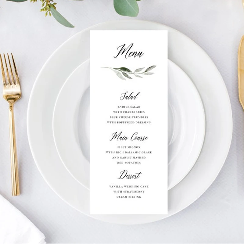 Custom printing paper food menu cards for wedding