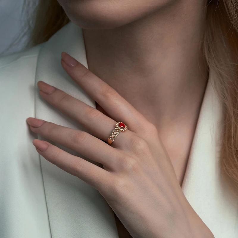 lab grown ruby customized 9K 18K yellow gold ring for wedding party women jewelry hot sale GRS certificates gemstones