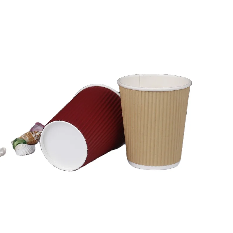 12oz Disposable Ripple Wall  Corrugated  Coffee Paper Cup Sold Wholesale