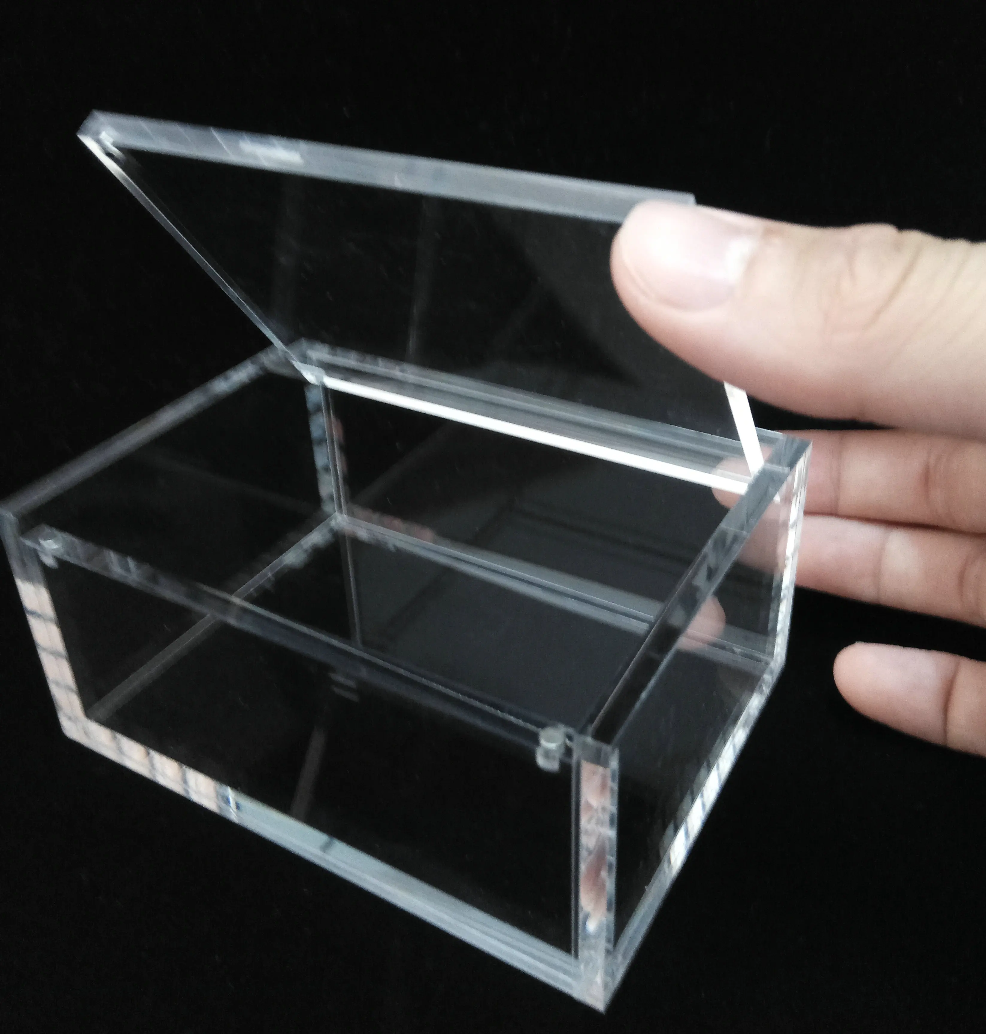 Chinese factory Custom made clear hinged case acrylic storage box with lid for cosmetic jewelry packing